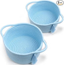 Empty Gift Basket Mini Woven Rope Organizer Baskets for Baby Shower, Vanity, Makeup Brushes, Bathroom, Shelves, Desk - Small Decorative Storage Bins - Set of 2, Pre-Shaped, Soft Blue by TinyTreasures Baby Boutique