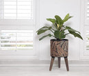 D'vine Dev 8 Inch Planter Pot with Stand, Mid-Century Tall Plant Pot with Legs for Indoor Plants, Small, Bronze/Grey, 88-L-A-6 by GreenHaven Gardens