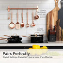 Copper Cooking Utensils Set – 5-Piece Rose Gold Stainless Steel Kitchen Tools for Cooking and Serving Includes Ladle, Spoon, Pasta Fork, Spatula, and Skimmer – Stylish Copper Kitchen Accessories by CozyNest Decor