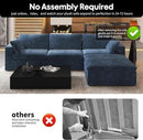 118" L Shaped Modern Sofa Modular Sectional Cloud Couch with Ottoman,Deep Seat Upholstered Couches with Plush Corduroy Fabric for Living Room Furniture,Bedroom and Apartment,No Assembly Required,Blue by CozyNest Decor