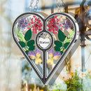 KY&BOSAM Heart Suncatcher Sister Stained Glass for windsows Hanging Wind Chimes with Pressed Real Flower Heart in Glass with Metal Trim Heart Charm Birthday Gift for Sister Mothers Day Christmas Decor by GreenHaven Gardens
