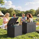 JUMMICO 31 Gallon Resin Deck Box Waterproof Indoor Outdoor Storage Boxes for Patio Furniture Cushions and Garden Tools (Gray, 31gallon-2 Packs) by CozyNest Decor