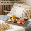 Axeman Wooden Serving Tray with Metal Handles|Ottoman Tray for Breakfast, Bed, Couch|17x13in Ash Wood Coffee Table Trays|Food Drinks Decorative Storage Boards for Ottoman Kitchen, Natural by CozyNest Decor
