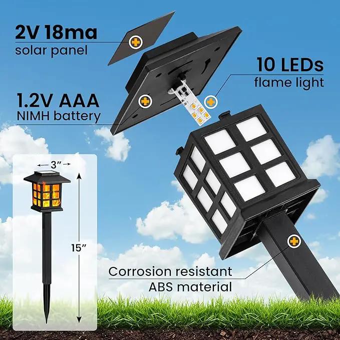 GIGALUMI Solar Lights for Outside,10 Pack Flickering Flame LED Solar Outdoor Lights, Waterproof Solar Garden Lights Maintain 10 Hours of Lighting for Christmas, Garden, Landscape, Path, Yard, Patio, photo 7 of 8