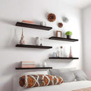 24 Inch Floating Shelves for Wall Rustic Brown Wood Wall Shelves for Bedroom Set of 4 by CozyNest Decor