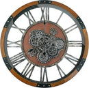 30 Inch Moving Gear Wall Clock, Oversized Wall Clocks, Clock Living Room Decor, Solid Wood Frame, Battery Operated, Large Wall Clock with Steampunk Industrial for Fireplace(Machilus) by CozyNest Decor