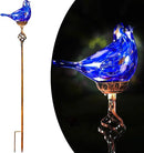 Decorative Solar Lights, Outdoor Solar Bird Stake Lights, Hand Blown Glass Decorative Garden Pathway Lights Outdoor Waterproof Glass Stakes (Dark Blue) by GreenHaven Gardens