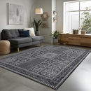 9x12 Area Rug Living Room Rugs, Stain Resistant Washable Rug, Vintage Large Non-Slip Backing, Low Pile Lightweight Print Rug for Bedroom Dinning Room Home Office (Grey) by TinyTreasures Baby Boutique