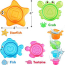 iPlay, iLearn Baby Bath Toys w/ Organizer, Water Squirting Octopus, Wind Up Swimming Turtle, Bathtub & Shower, Stacking Cups, Gift for 6, 9, 12, 18 Months 1, 2, 3 Years, Toddlers, Girls, Boys & Kids by TinyTreasures Baby Boutique