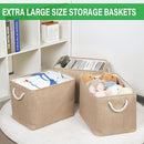 Bidtakay Fabric Storage Baskets for Shelves 3 Pack Large Storage Bins for Organizing Linen Collapsible Organizer for Closet-Flaxen by TinyTreasures Baby Boutique