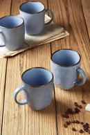 famiware Coffee Mugs Set of 4, Ocean Square 13oz Coffee Cup Set with Handle for Cocoa, Milk, Hot Chocolate, Tea, Water, Stoneware Cups for Kitchen, Microwave and Dishwasher Safe, Blue by CozyNest Decor