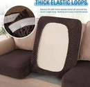 H.VERSAILTEX Velvet Stretch Couch Cushion Cover Plush Cushion Slipcover for Chair Loveseat Sofa Cushion Furniture Protector Seat Cushion Sofa Cover (2 Piece Large Sofa Cushion Covers, Brown Striped) by CozyNest Decor