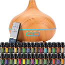 550 ML Aroma Diffiser with Essential Oils Set, Essential Oil Diffuser with Remote, Ultrasonic Technology Aromatherapy Diffusers Auto Shut-Off for Office, Home