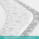 Waterproof Bassinet Sheets Fit for Halo, Dream on Me, Ingenuity, Fisher Price, Delta, Graco and Other Oval Bassinet Mattress, 2 Pack, 100% Cotton, Ultra Soft, White Grey Star Print for Baby by TinyTreasures Baby Boutique