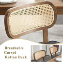 Rattan Dining Chairs Set of 2 Upholstered Linen Kitchen & Dining Room Chair with Curved Backrest Farmhouse Kitchen Chair Solid Wood Armless Side Chair for Dining Room/Restaurant, Black by CozyNest Decor