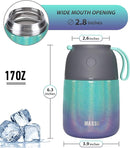 Insulated Thermo Soup Jar for Kids & Adults, 17 oz Stainless Steel Thermal Food Container with Spoon, Triple Layer Insulation (Rainbow) by TinyTreasures Baby Boutique