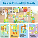 PicassoTiles 60 pc Magnet Tiles Building Block Travel Size Magnetic Marble Run Construction Toy Set Mini Diamond Marble RaceTrack Building Blocks Playset Education STEM Learning Kit Boy Girl 3+ PTMG60 by TinyTreasures Baby Boutique