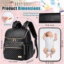 Weitars Diaper Bag Backpack Leather Baby Diaper Bag with Changing Pad Travel Diaper Backpack,Baby Bag for Mom,Stroller Straps,5 Insulated Pockets (Black Leather) by TinyTreasures Baby Boutique