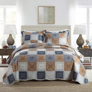 NEWLAKE Quilt Bedspread Sets-Color Block Pattern Reversible Coverlet Set,King Size by CozyNest Decor