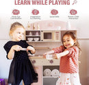 ROBOTIME Wooden Play Kitchen Set, Pretend Play Kitchen Set for Kids with Realistic Design, Kids & Toddlers Kitchen Playset with Dishwasher, Toy Kitchen Set for Boys and Girls Ages 3+ (Pink) by TinyTreasures Baby Boutique