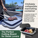 BBQ Prep Tub Collapsible X-Large with Cutting Board, Locking Lid – Meal Prep Food Prep Containers with Lids for Resting Meat –3 Adjustable Height - Ideal for Camping, Picnic, Dish Basin by GreenHaven Gardens