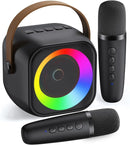Mini Karaoke Machine, Portable Bluetooth Karaoke Speaker with 2 Wireless Microphones and Party Lights for Kids and Adults, Birthday Gifts for Girls Boys Family Home Party by TinyTreasures Baby Boutique