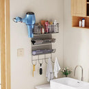 VITVITI Metal Hair Tool Organizer Wall Mount, Hair Dryer Holder with 3 Tier Shelf Basket Hooks, Bathroom Hair Styling Tool Organizer for Curling Iron/Blow Dryer/Straightener, Matte Black by CozyNest Decor