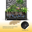 Raised Garden Bed with Trellis and Wheels,73"x35"x16" Metal Raised Garden Bed,Black Flowing Leaf Metal Planter with Climbing Trellis for Vines & Vegetables by GreenHaven Gardens