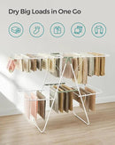 SONGMICS Clothes Drying Rack, Foldable 2-Level Laundry Drying Rack, Free-Standing Laundry Airer, with Height-Adjustable Wings, 33 Drying Rails, Sock Clips, White and Green ULLR053C01V1 by CozyNest Decor