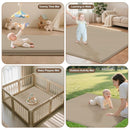 Baby Play Mat 47x47 Inches, Extra Thick 1.2" Foam Floor Mat for Tummy Time & Crawling, Waterproof Non-Slip Faux Leather Playpen Mat for Infants Toddlers, Indoor Outdoor Gym Activity, Brown by TinyTreasures Baby Boutique