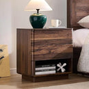 Nightstand with Charging Station, 22" Push-to-Open Bedside Table with 2 Storage Drawers, Large Modern End Table for Bedroom,Living Room,Brown