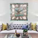 The Gears Clock 24'' Inch Square Real Moving Gear Wall Clock Vintage Industrial Oversized Rustic Farmhouse (Aqua Green) by CozyNest Decor
