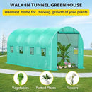 Compact Greenhouse Kit 7'x15'x7' with Galvanized Frame, 140G Green PE Cover, 1 Door & 8 Windows for Outdoor Gardening by GreenHaven Gardens