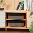 Large Shallow Organizing Baskets 15x11x5.1 Inches - Rope Woven Storage Bins for Bathroom, Shelves, Cube Closet, Black Woven Brown 2 Packs by CozyNest Decor