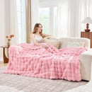 Lotus Karen Faux Fur Throw Blanket Pink - Big Bubble Rabbit Fluff Blanket for Couch, Sall Fluffy Fuzzy Cozy Blanket,Thick Furry Plush Shaggy Blankets,60x80 Inches by CozyNest Decor