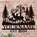 Personalized Deer Forest Name metal Signs,Custom Shed Metal Wall Decor,Black Deer Metal Wall Art Decor,Deer Home Metal Signs Plaques,Outdoor wall Decorative Signage (Style E) by CozyNest Decor
