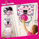 LovesTown Mini Indoor Basketball Hoop for Kids, Pink Basketball Hoops Over The Door with LED Lighting - 4 Balls - DIY Stickers, Great for Home, Dorms, Offices, and Gifts for Girls by TinyTreasures Baby Boutique