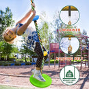 Tree Swing Rainbow Climbing Rope, Heavy Duty Swing Disc Seat Replacement for Kids with Hanging Strap and Platform Carabiners Indoor/Outdoor Playground Accessories (Leaf Green) by TinyTreasures Baby Boutique