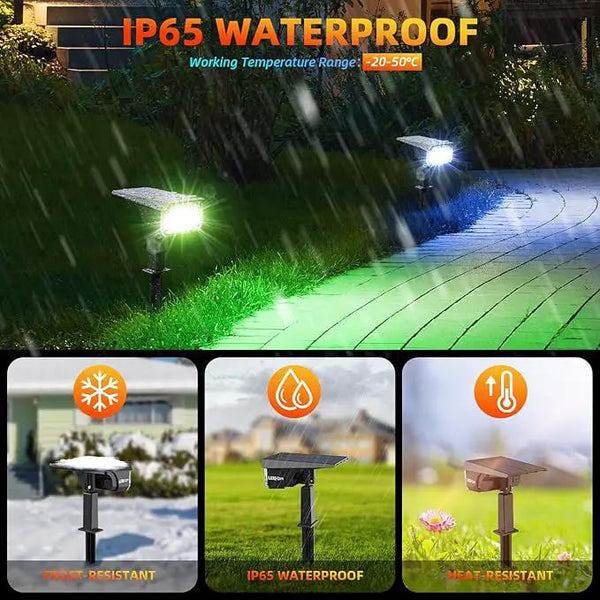 Solar Spot Lights Outdoor Color Changing, IP65 Garden Lights Solar Powered Waterproof with 9 Light Modes, Colored Landscape Lighting Auto On/Off, for Garden Pool Area Pond Yard, 10 Pack, photo 2 of 8