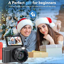 Digital Camera, 4K 64MP Cameras for Photography with 3" 180° Flip Screen,Macro and Wide-Angle Lenses,16X Vlogging Camera for YouTube with 64GB Micro SD Card for Beginner, Teens by TinyTreasures Baby Boutique