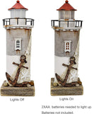 Wooden Lighthouse With Light - Rustic Nautical Ocean Sea Beach Themed Decoration, Handcrafted Tabletop Home and Bathroom Decor (11.4"H) by GreenHaven Gardens