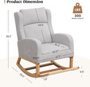 Rocking Chair Nursery, Nursing Rocking Chairs for Mom Nursery, Comfy Wingback Glider Rocking Armchair with Foot Rest and Side Pocket for Nursery Living Room Bedroom, Light Grey by TinyTreasures Baby Boutique