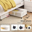 Under Bed Storage Containers With Wheels - 2 Pcs Bamboo Wood Rolling Underbed Shoe Storage Bins With Dust Bags for Clothes Blankets, Duvet Covers Snacks Toys (White) by CozyNest Decor