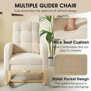 NIOIIKIT Modern Nursery Rocking Chair, Teddy Upholstered Rocking Chair with Footrest, Comfortable Rocker Recliner with Side Pocket, Rocker Glider for Living Room, Bedroom, Nursing Room (Apricot) by TinyTreasures Baby Boutique