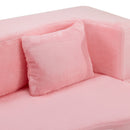 71-Inch Folding Sofa Bed in Pink Chenille with High-Density Foam