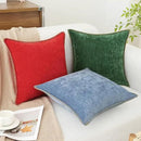 decorUhome Chenille Soft Throw Pillow Covers 20x20 Set of 2, Farmhouse Velvet Neutral Decorative Euro Pillow Covers with Stitched Edge for Couch Sofa Bed Home Decor, Blue by CozyNest Decor