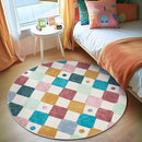 jinchan Round Rug 4ft Kids Washable Rug Indoor Floor Cover Non-Slip Soft Modern Elementary School Classroom Colorful Diamond Carpet for Nursery Daycare Bedroom Playroom Living Room Confetti on Cream by CozyNest Decor