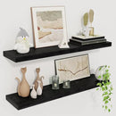 Fun Memories Floating Shelves for Wall, 27.5" Rustic Wood Deep Wall Mounted Shelves with Invisible Brackets for Decor & Storage, Floating Shelf for Living Room, Bathroom (Black, Set of 2) by CozyNest Decor