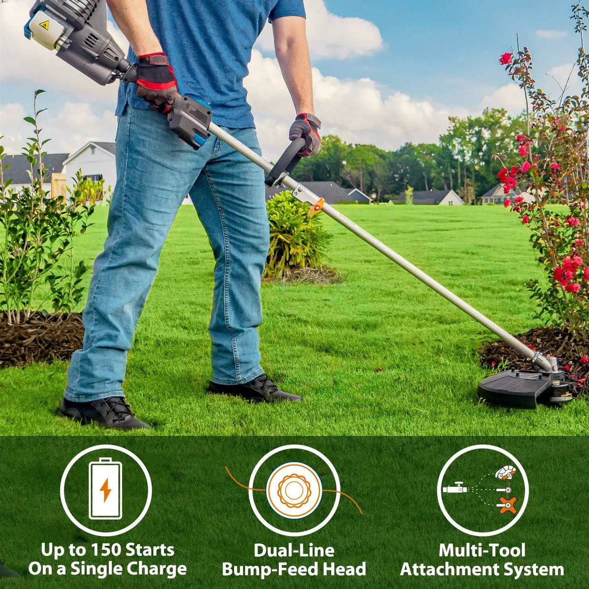 LawnMaster NPTGSP2517A No-Pull Gas Grass Trimmer with Electric Start 25cc 2 Cycle,17-Inch, photo 6 of 6