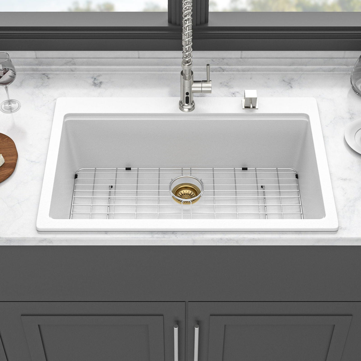 Granite Composite Quartz Kitchen Sink With Workstation Features And Drop In Design, photo 12 of 16
